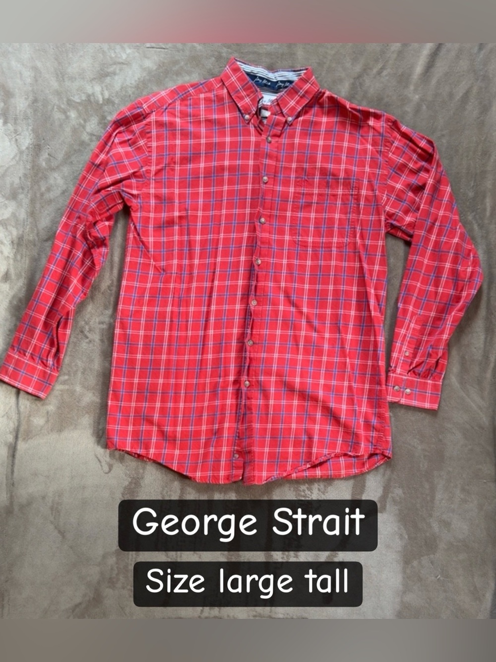 George Strait Red Plaid Button-Down Shirt — Men's Casual